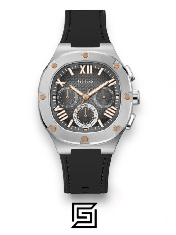 original-watches GUESS Mens Black Silver Tone Multi-function Watch – GW0571G1